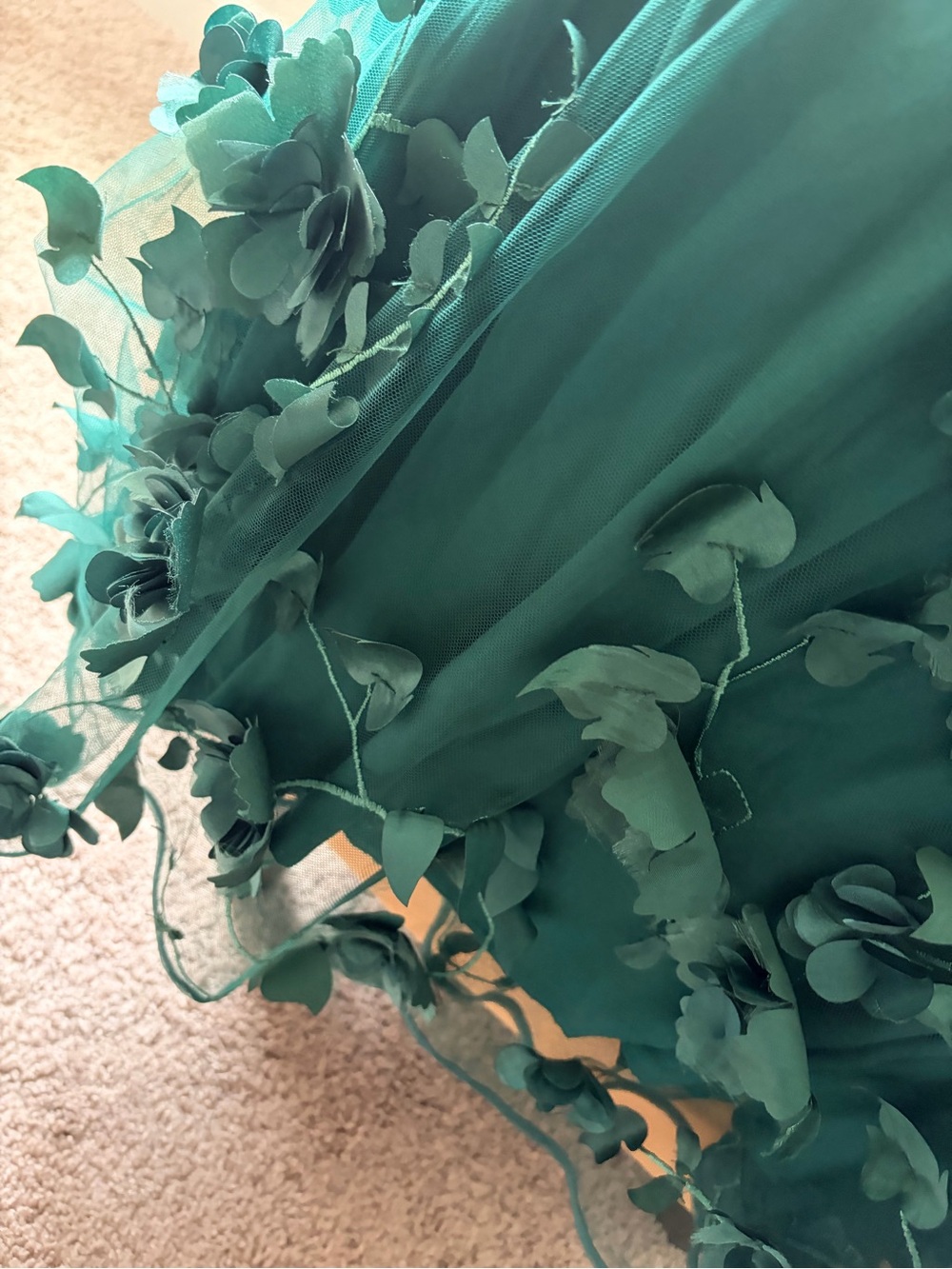 Anthropologie Teal Floral Appliqué Maxi Skirt - Picture 2 of 3